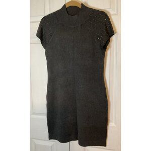 Women’s Apt. 9 Gray Lightweight Sweater Dress Rhinestones Cap Sleeve‎ Medium